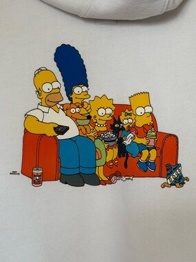 VTG Vans x The Simpsons Hoodie Men L White LTD Ed Streetwear Skate SoCal 90s Y2K
